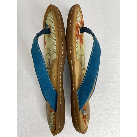 Born women’s palm tree thong flip flop sandals suede blue size 8 - Picture 5 of 9